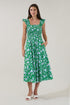 Heidi Smocked Midi Dress Mist Floral