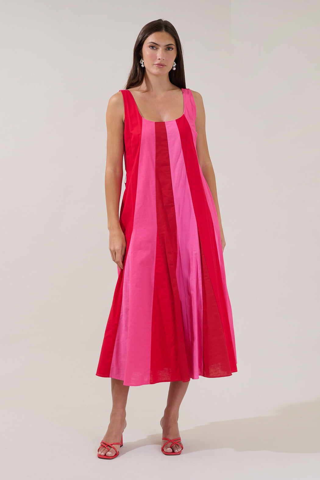 godet midi dress POPLIN GODET MIDI DRESS