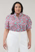 Finley Ruffle Button Down Top Floral Curve