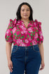 Paz Poplin Short Sleeve Top Floral Curve