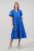 Noelle Split Neck Poplin Tiered Midi Dress
