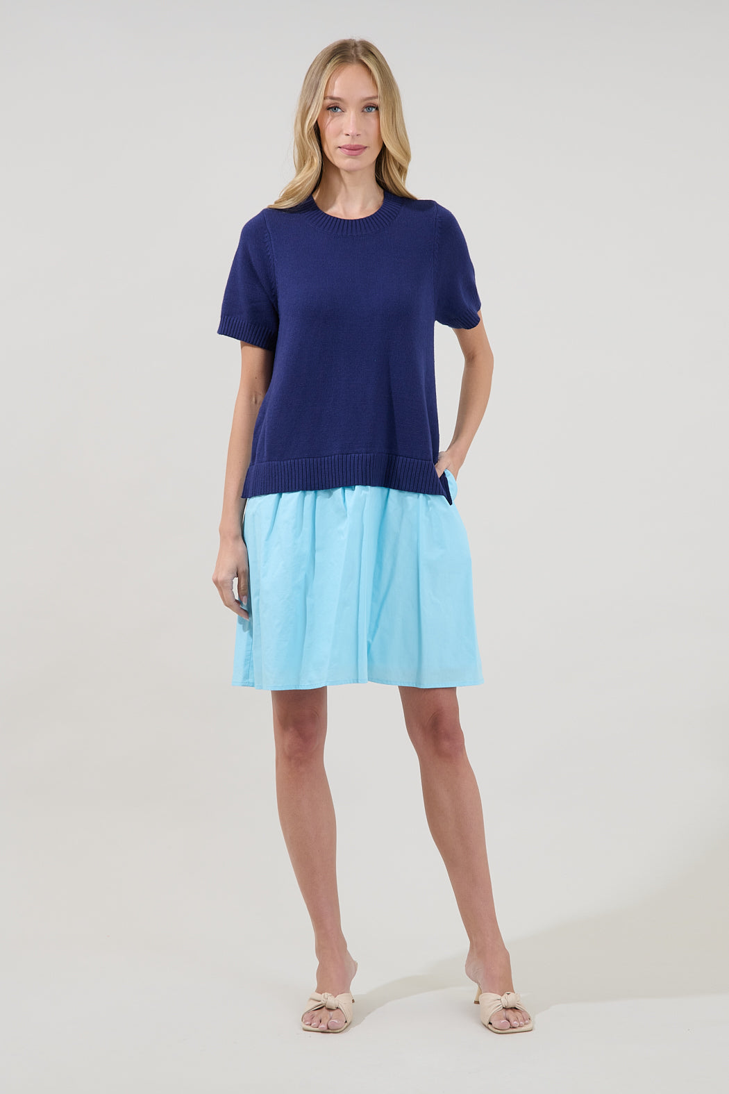 twofer mini dress Off-The-Shoulder Twofer Mini Dress