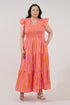 Sunfire Tiered Midi Dress Candy Stripe Curve