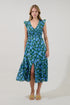 Angie Smocked Tiered Midi Dress Cornflower