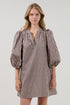 Victoria Shift Split Neck Mini Dress Tiramisu