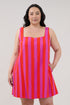 Zenica Shift Mini Dress Stripe Curve