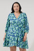 Berta Wrap Ruffle Mini Dress Floral Curve