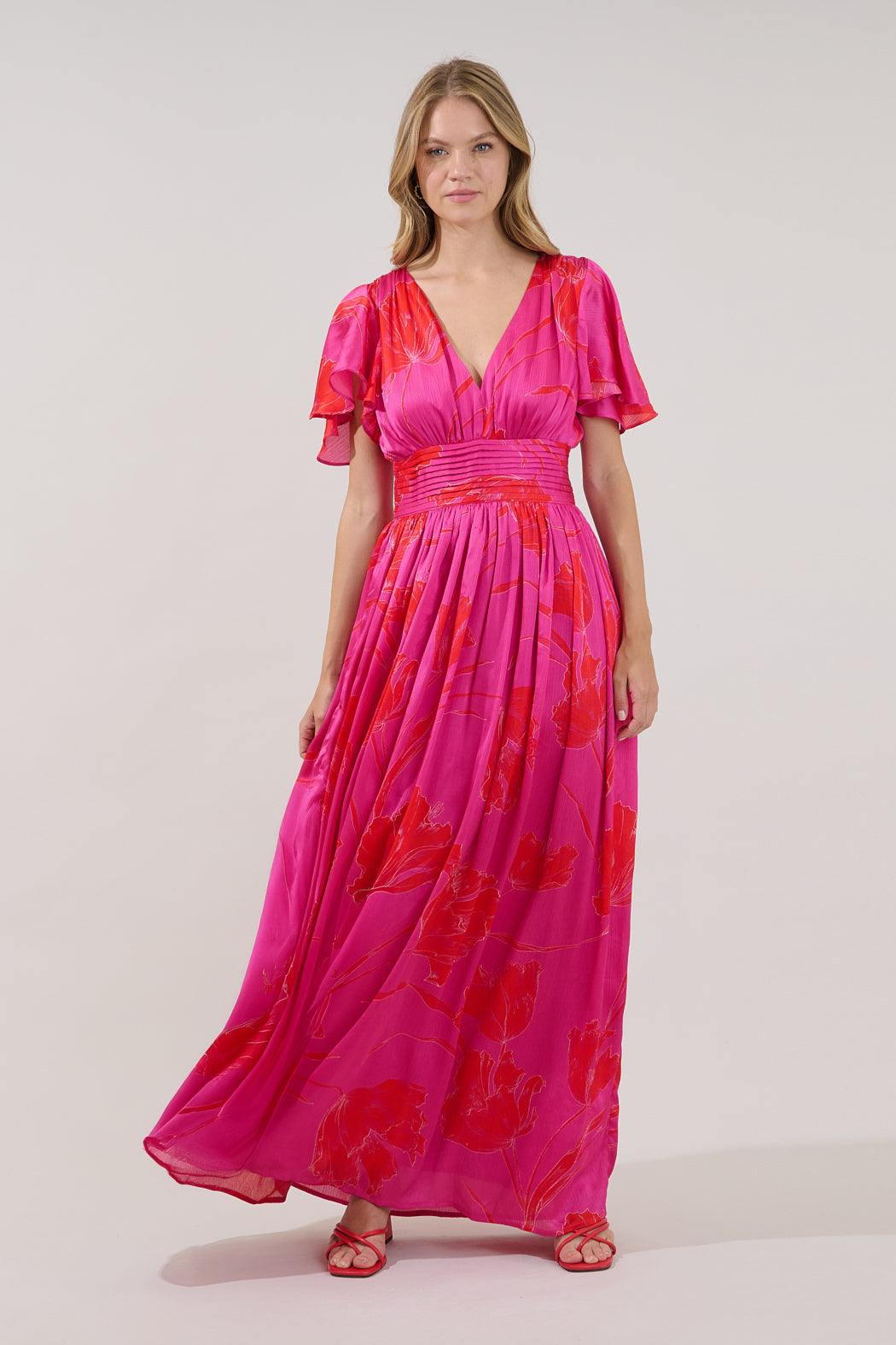 Eloray Pleated Maxi Dress Gleny Floral