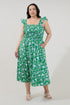 Heidi Smocked Midi Dress Mist Floral Curve