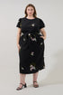 Senidy Puff Sleeve Midi Dress Floral Curve