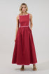 Romance Sleeveless Heart Trim Maxi Dress