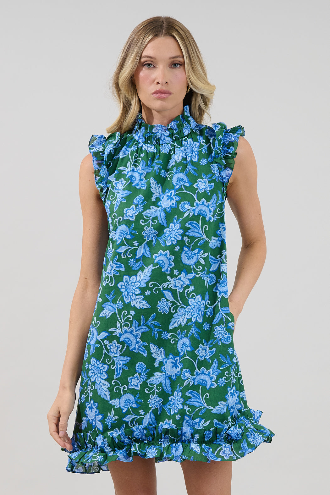 Damson Ruffle Shift Dress Cornflower – Sugarlips