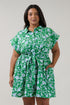 Rocky Button Down Mini Dress Mist Floral Curve