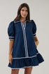 Levy Piped Button Down Shift Dress