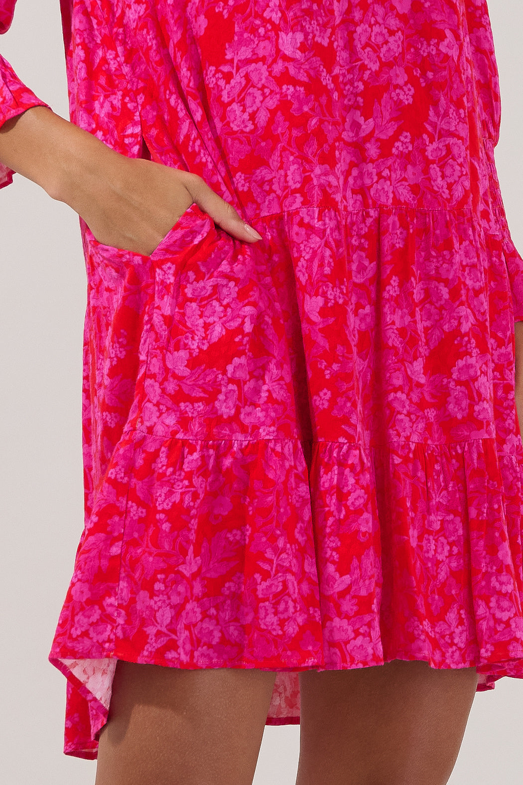 Anamy Shift Mini Dress Rouge Floral – Sugarlips