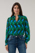 Tommie Long Sleeve Button Top Lagoon