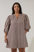 Victoria Shift Split Neck Mini Dress Tiramisu Curve