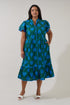 Davie Button Down Midi Dress Geo Curve