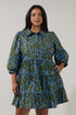 Retra Collared Tiered Mini Dress Solvay Floral Curve