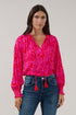 Weylin Split Neck Blouse Rouge Floral