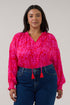 Weylin Split Neck Blouse Rouge Floral Curve