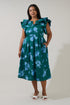 Santana Tie Back Midi Dress Denise Floral Curve