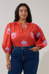 Cheney Split Neck Top Floral Curve