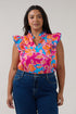 Rayen Ruffle Top Dalsia Floral Curve