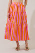 Desmond Tiered Midi Skirt Candy Stripe