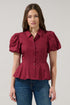 Miranda Pleated Collared Top