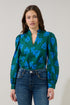 Adelia Split Neck Top Geo