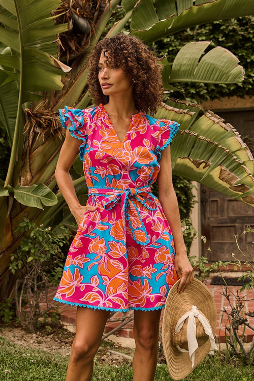 dress floral midi Donna Karan Women's A-Line Halter in Azalea Multi Pink, Size 12 run disney clothing Finish:Beachwood plus size denim maxi Hand Wash Cold