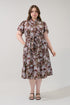 Bellucci Poplin Button Front Tiered Midi Dress Rustic Curve