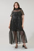 Ferris Polka Dot Dime Organza Mockneck Maxi Dress Curve