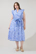 Kiana Ruffle Midi Dress Floral Curve