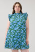 Damson Ruffle Shift Dress Cornflower Curve