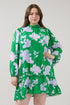 Vanice Long Sleeve Mini Dress Merla Floral Curve
