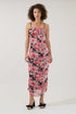 Jenna Ruched Mesh Midi Dress Floral