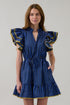 Alina Ruffle Shift Mini Dress Stripe