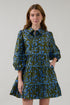 Retra Collared Tiered Mini Dress Solvay Floral