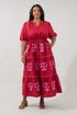 Vonie Tiered Midi Dress Rosewood Curve