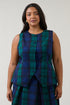 Kamilia Button Down Vest Hudson Plaid Curve
