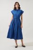 Grenola Button Up Midi Dress Stripe