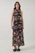 Helen Ruched Mesh Mermaid Maxi Dress Floral