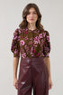 Klina Drape Sleeve Top Botanical