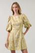 Iris Bubble Sleeve Mini Dress Kia Jacquard