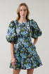Iris Bubble Sleeves Mini Dress Jacquard