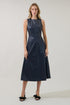 Strella A-line Midi Dress Faux Leather