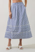 Justina Elastic Waist Midi Skirt Stripe