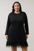 Sashay Bodycon Long Sleeve Feather Dress Curve